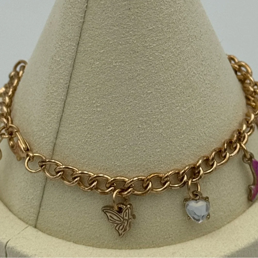 Wicked Glinda Charm Bracelet Claire’s Ariana Grande Pink Shoe Dress Heart‎ Rare